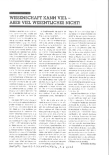 Wissenschaft kann viel - aber viel Wesentliches nicht!