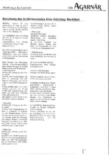 Benutzung des Archivbestandes Alois Grichting: Merkblatt 