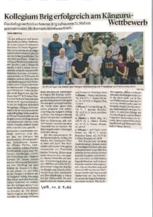 Kollegium Brig erfolgreich am Känguru-Wettbewerb