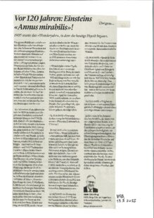 Vor 120 Jahren: Einsteins "Annus mirabilis"