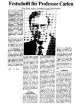 Festschrift für Professor Carlen
