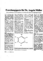 Forschungspreis für Dr. Angela Müller