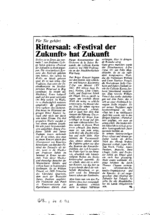 Rittersaal: Festival der Zukunft hat Zukunft