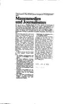 Massenmedien und Journalismus