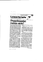 Doppelmandat: warum nicht?