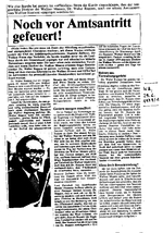 Noch vor Amtsantritt gefeuert