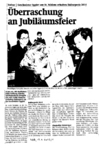Überraschung an Jubiläumsfeier