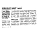 Hofmannsthal und Strauss