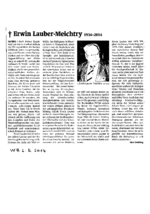 Tod von Erwin Lauber-Meichtry  1934-2014