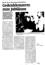 Gedenkkonzerte zum Jubiläum