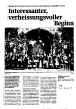 Interessanter, verheissungsvoller Beginn