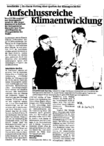 Aufschlussreiche Klimaentwicklung