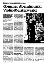 Gommer Abendmusik: Violin-Meisterwerke