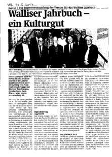 Walliser Jahrbuch - ein Kulturgut