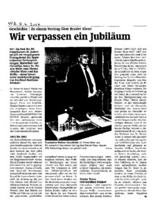 Wir verpassen ein Jubiläum