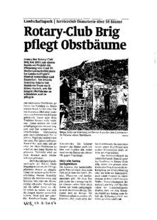 Rotary-Club Brig pflegt Obstbäume