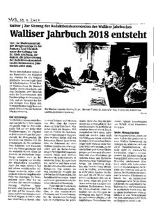 Walliser Jahrbuch 2018 entsteht