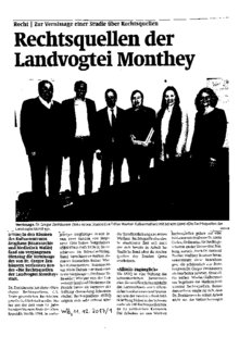 Rechtsquellen der Landvogtei Monthey