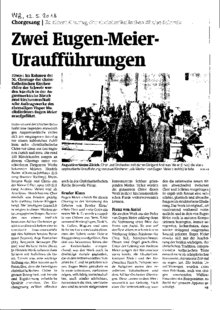 Zwei Eugen-Meier- Uraufführungen