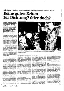 Keine guten Zeiten für Dichtung? Oder doch?