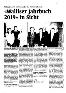 Walliser Jahrbuch 2019 in Sicht