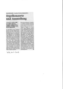 Orgelkonzerte und Ausstellung