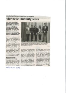 Vier neue Clubmitglieder