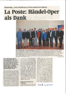 La Poste: Händel-Oper als Dank