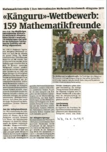 Känguru -  Wettbewerb: 159 Mathematikfreunde