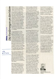 Übrigens: Die Forderungen an den Islam